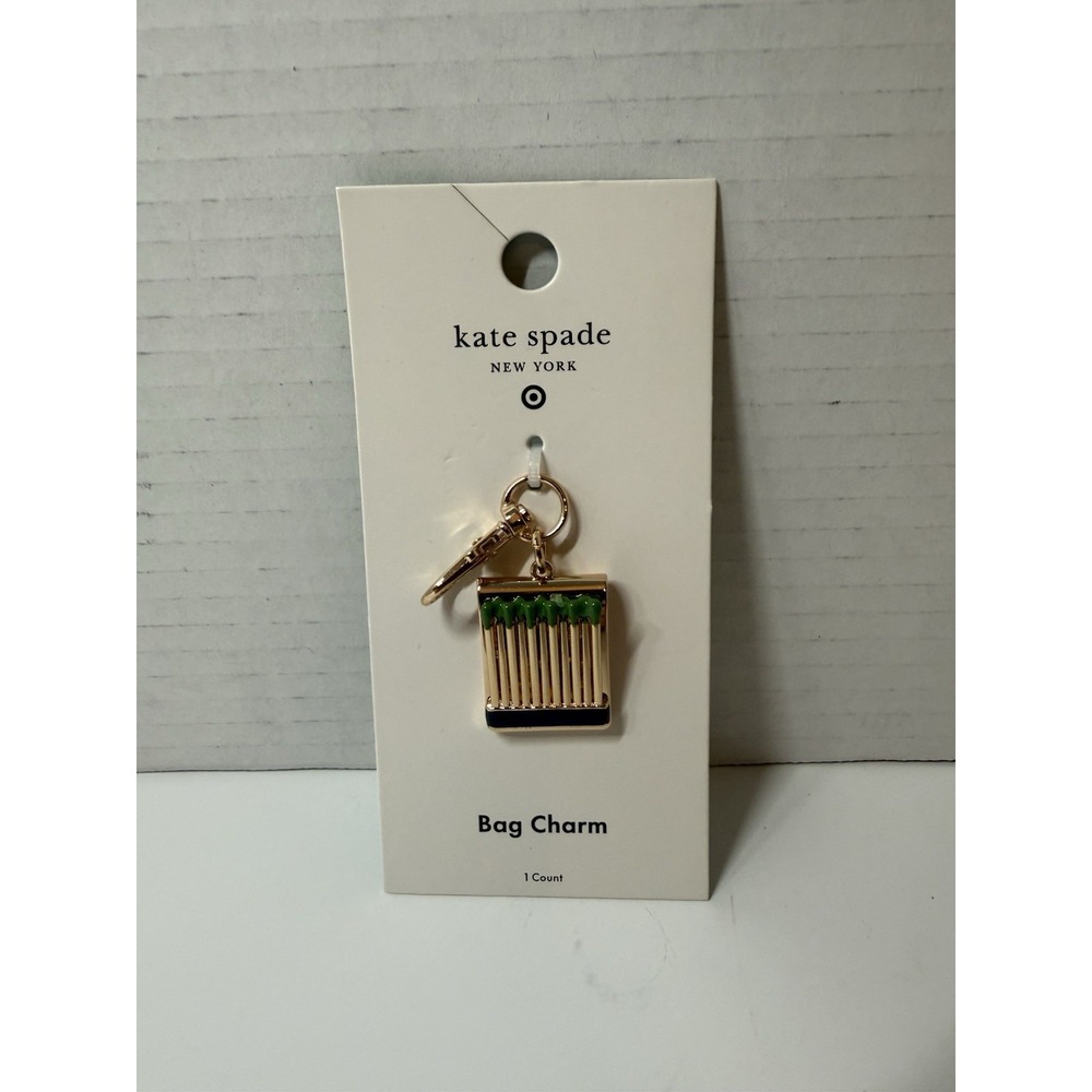 New Kate Spade x Target Matches Matchbox Bag Charm Keychain Green Gold